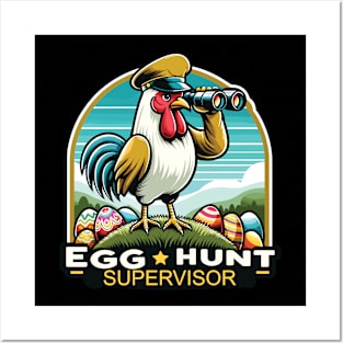 Egg Hunt Supervisor Rooster Watchful Eye Design Posters and Art